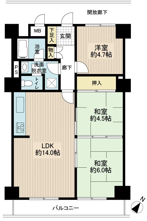 Floor plan. 3LDK, Price 15.3 million yen, Footprint 63 sq m , Balcony area 6.3 sq m floor plan