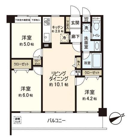 Floor plan. 3LDK, Price 21.9 million yen, Footprint 62.4 sq m , Balcony area 10.92 sq m sun hit good 3LDK