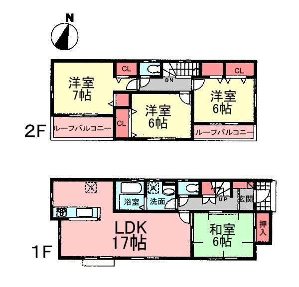 Floor plan. (Building 2), Price 33,800,000 yen, 4LDK, Land area 125.01 sq m , Building area 99.98 sq m
