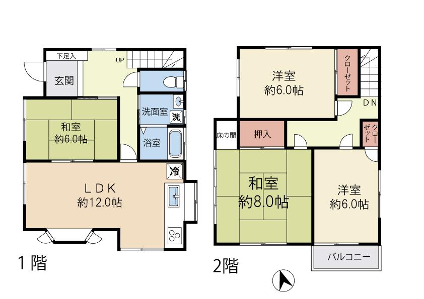 Floor plan. 25,800,000 yen, 4LDK, Land area 148.69 sq m , Building area 91.08 sq m