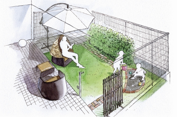  [Garden select] Private garden (ground floor dwelling unit) you can choice from basic select 4 types × options select three types  ※ An example of option select (Rendering Illustration). Which was raised drawn based on drawing, In fact a slightly different.