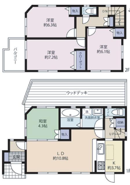 Floor plan. 34,900,000 yen, 4LDK, Land area 230.13 sq m , Building area 90.86 sq m Floor