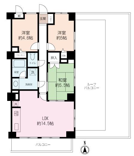 Floor plan. 3LDK, Price 16 million yen, Footprint 66.7 sq m , Balcony area 6.88 sq m