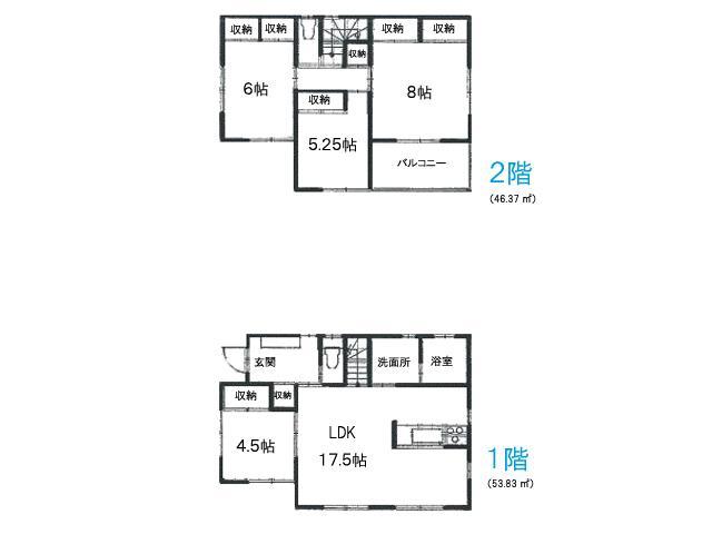 Building plan example (floor plan). Building plan example (5 Building) 4LDK, Land price 24,800,000 yen, Land area 126.87 sq m , Building price 35,800,000 yen, Building area 100.2 sq m