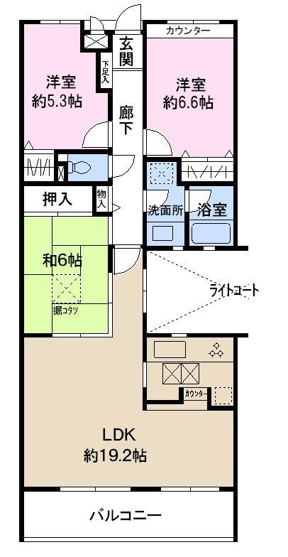 Floor plan. 3LDK, Price 16.8 million yen, Occupied area 78.87 sq m , Balcony area 9.45 sq m floor plan