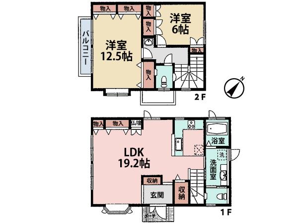 Floor plan. 30,800,000 yen, 2LDK, Land area 141.77 sq m , Easy L-shaped kitchen use and building area 99.98 sq m wide LDK! 