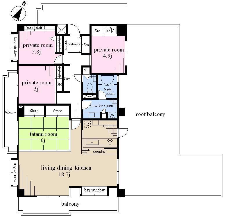 Floor plan. 4LDK, Price 33,800,000 yen, Occupied area 93.76 sq m , Balcony area 15.77 sq m floor plan