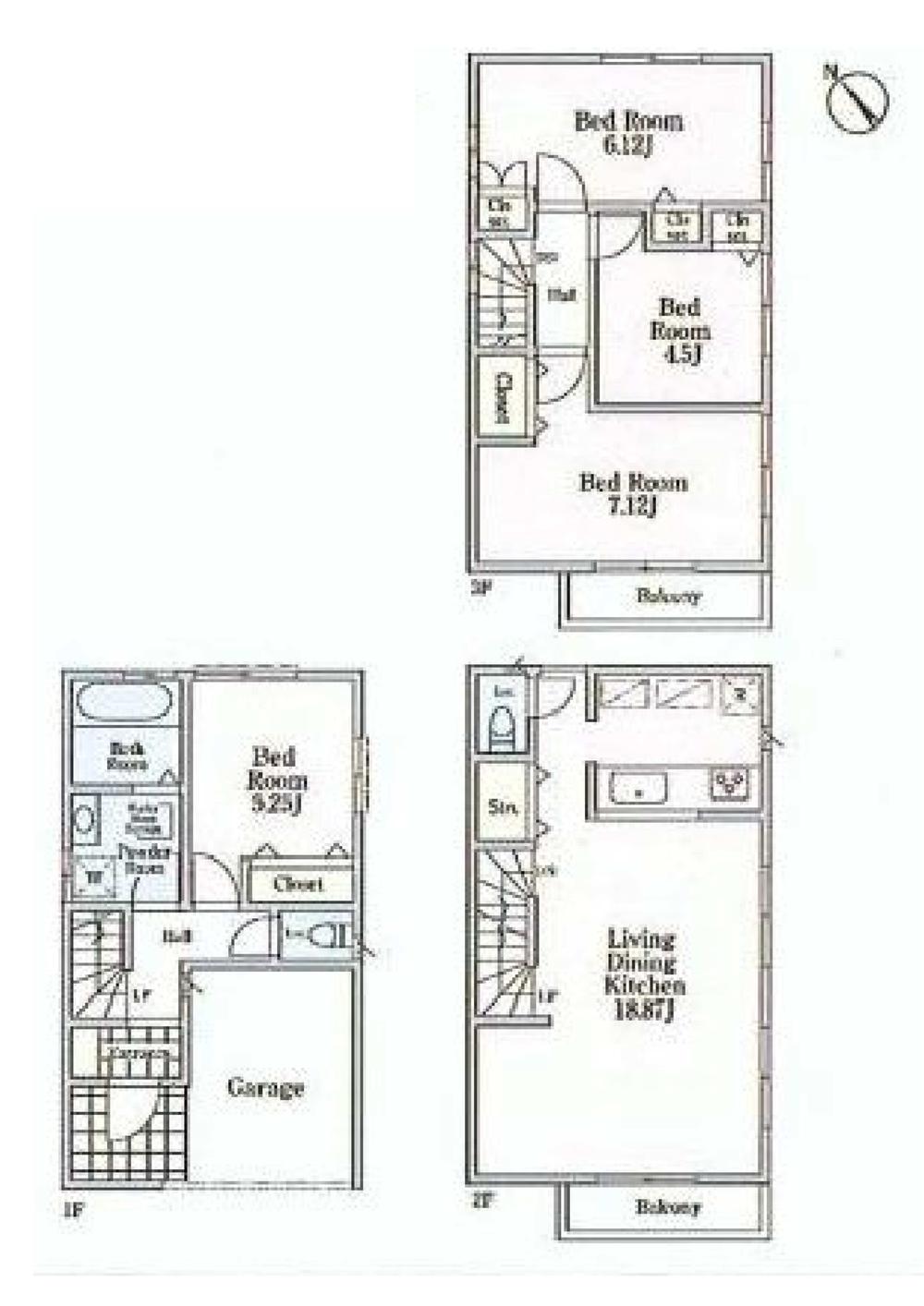 Floor plan. (5 Building), Price 38,800,000 yen, 4LDK, Land area 61.13 sq m , Building area 111.15 sq m