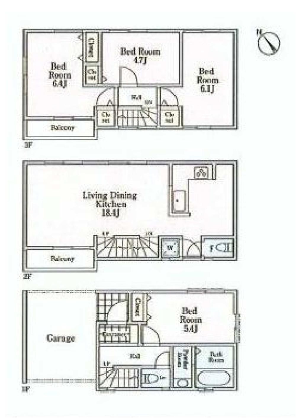 Floor plan. (9 Building), Price 36,800,000 yen, 4LDK, Land area 60.83 sq m , Building area 107.63 sq m