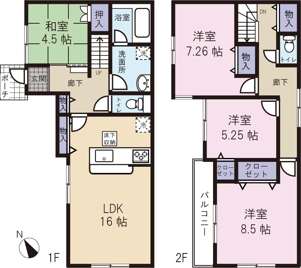 Floor plan. (3 compartment), Price 37,800,000 yen, 3LDK+S, Land area 102 sq m , Building area 99.62 sq m