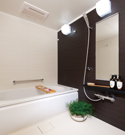Bathing-wash room.  [Bathroom] Bathrooms, Adopt a beautiful form of the tub that is a combination of straight lines and semicircle. Gently wraps the body, Heals tired of the day from the core.