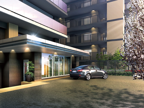 Shared facilities.  [Coach Entrance] Coach Entrance to the image of a quality city hotel. It has undergone a design that claims casually modern aesthetics. Coach reminiscent of a city hotel with elegant entrance. Elegant porte-cochere is, It impressed the grade of residence, It tells the hospitality to the live person. (Rendering CG)