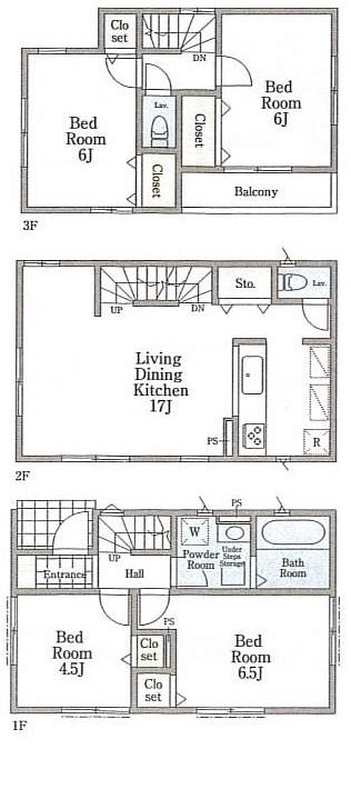 Floor plan. (1 Building), Price 34,800,000 yen, 4LDK, Land area 80.55 sq m , Building area 92.73 sq m