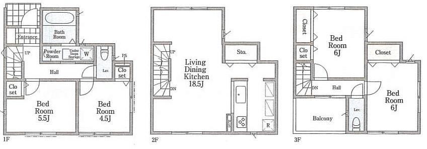 Floor plan. (Building 2), Price 34,800,000 yen, 4LDK, Land area 67.79 sq m , Building area 97.71 sq m