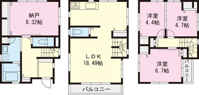 Floor plan. 37,850,000 yen, 3LDK, Land area 80.13 sq m , Building area 103.3 sq m