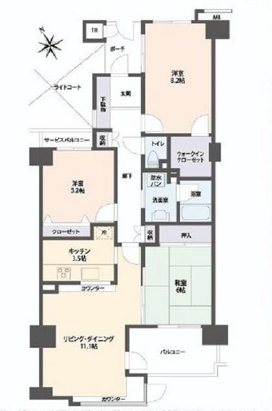 Floor plan. 3LDK, Price 22,800,000 yen, Occupied area 78.45 sq m , Balcony area 6.2 sq m