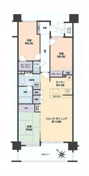 Floor plan. 3LDK, Price 25,900,000 yen, Occupied area 80.22 sq m , Balcony area 11.46 sq m