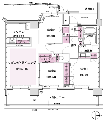 Floor: 3LDK + WIC, the occupied area: 72.02 sq m, Price: 44,900,000 yen, now on sale