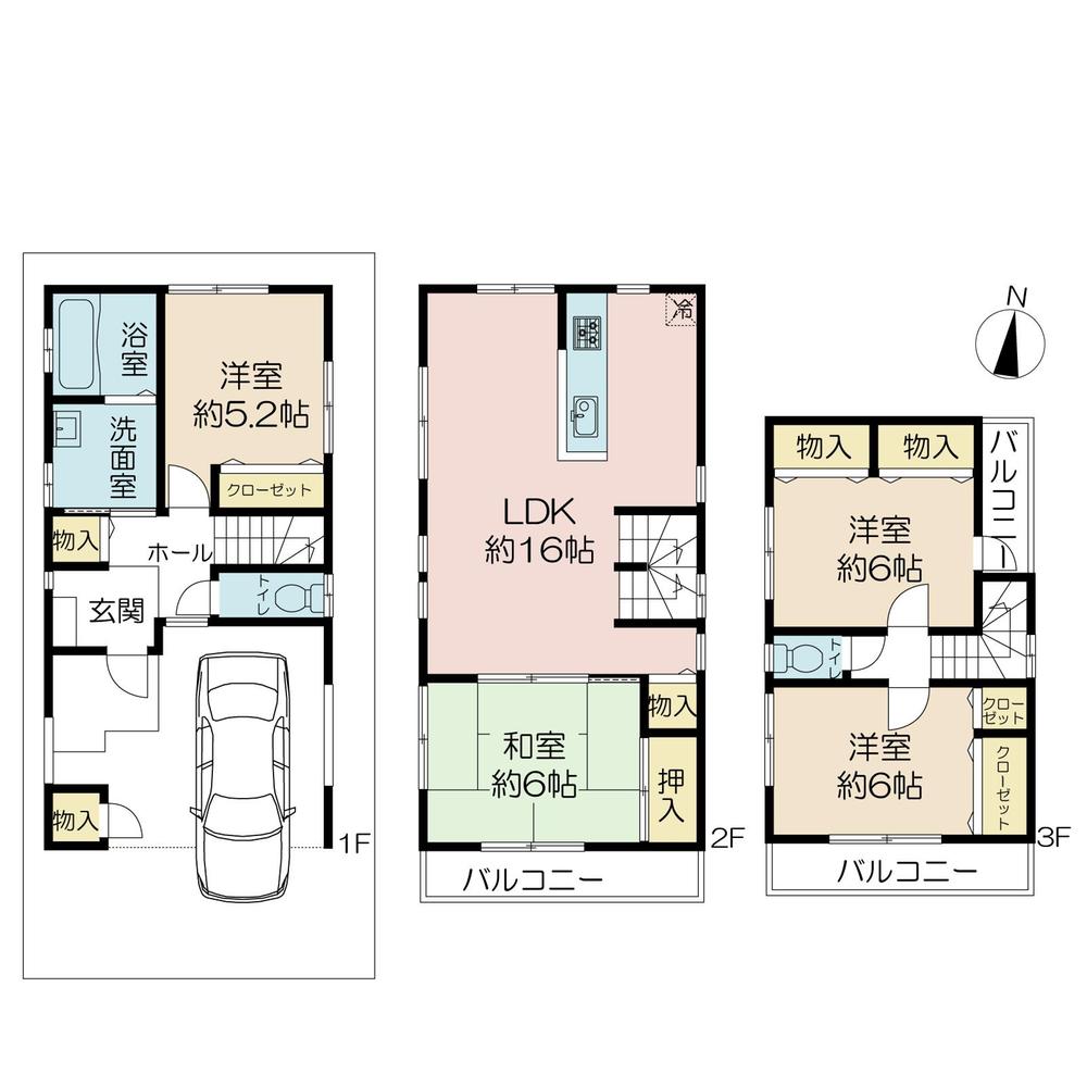 Floor plan. (A Building), Price 38,800,000 yen, 4LDK, Land area 69.4 sq m , Building area 115.91 sq m