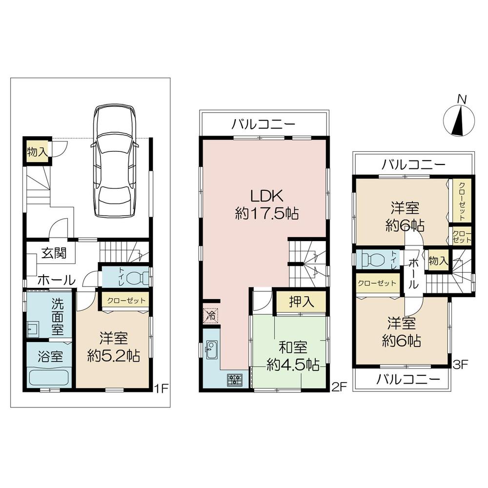 Floor plan. (B Building), Price 36,800,000 yen, 4LDK, Land area 69.39 sq m , Building area 115.91 sq m