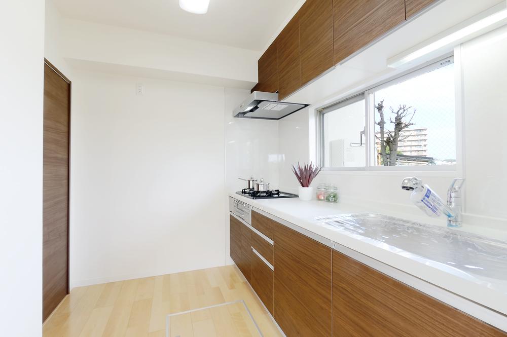 Kitchen. System kitchen with a window surface