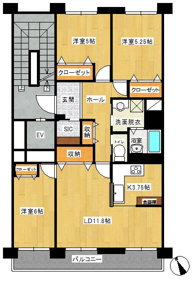 Floor plan. 3LDK, Price 17.8 million yen, Footprint 78.1 sq m , Balcony area 9.7 sq m