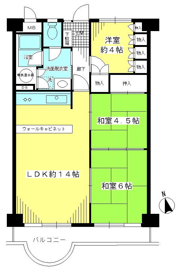Floor plan. 3LDK, Price 17.8 million yen, Occupied area 65.51 sq m , Balcony area 2.48 sq m floor plan