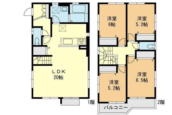 Floor plan. (A Building), Price 47,800,000 yen, 4LDK, Land area 141.16 sq m , Building area 100.6 sq m
