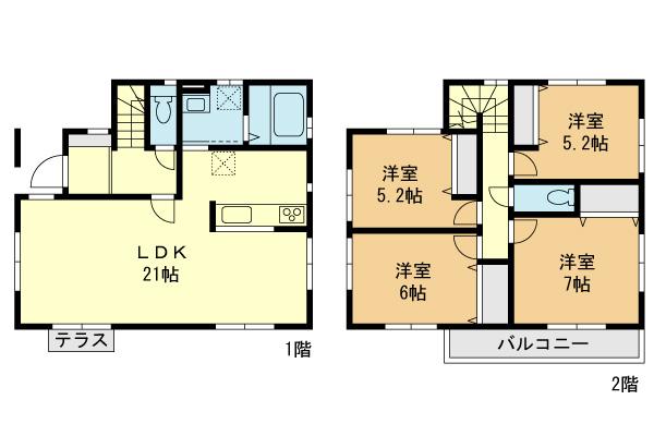 Floor plan. (B Building), Price 49,800,000 yen, 4LDK, Land area 123.12 sq m , Building area 101.85 sq m
