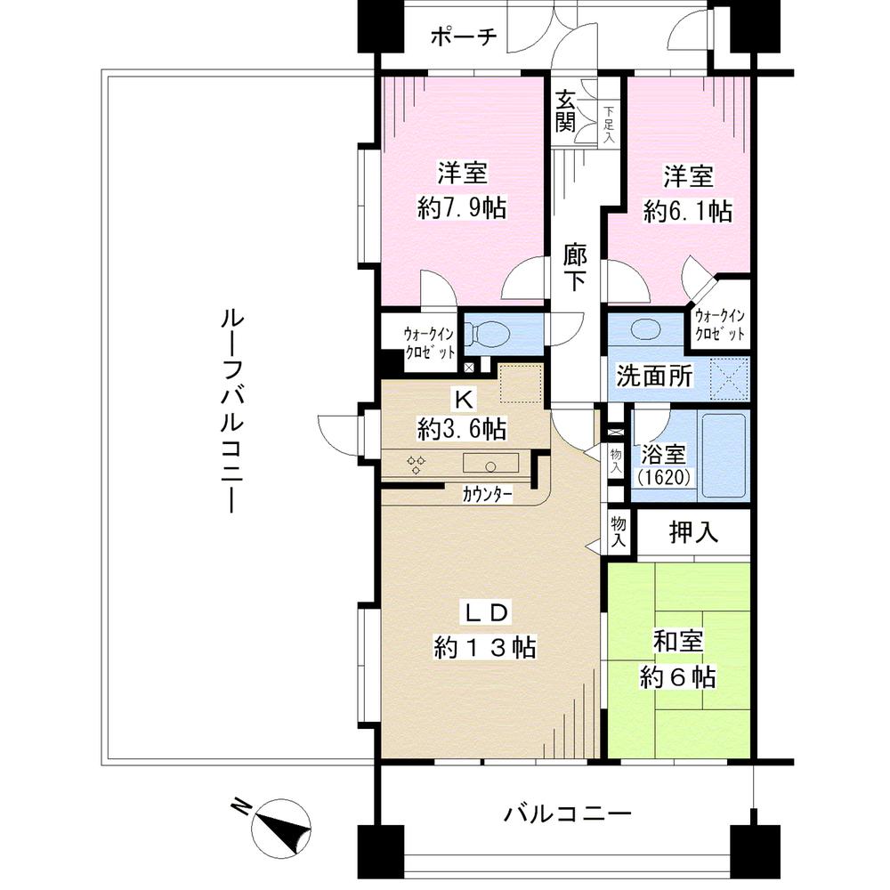 Floor plan. 3LDK, Price 24,900,000 yen, Occupied area 82.08 sq m , Balcony area 13.2 sq m