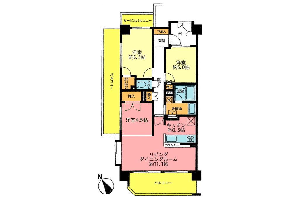 Floor plan. 3LDK, Price 26,800,000 yen, Occupied area 70.12 sq m , Balcony area 26.19 sq m