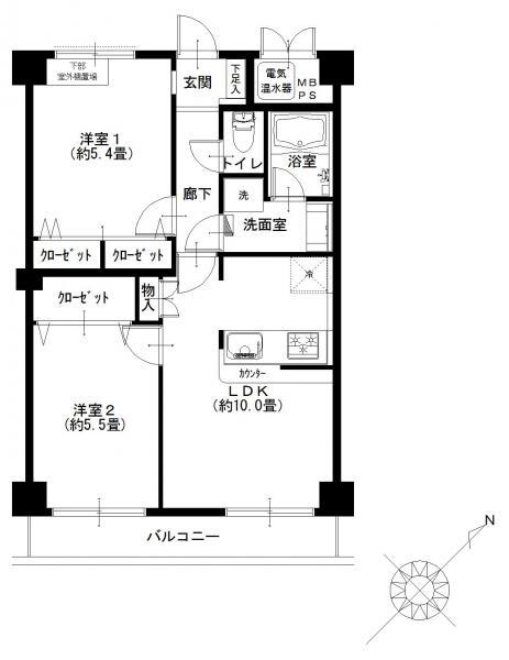 Floor plan. 2LDK, Price 15.9 million yen, Occupied area 50.89 sq m , Balcony area 5.59 sq m