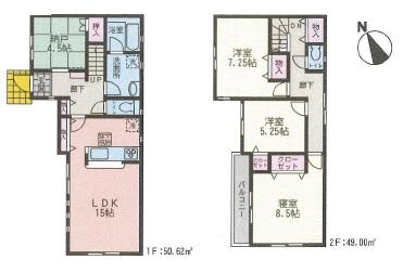 Floor plan. 37,800,000 yen, 3LDK + S (storeroom), Land area 102 sq m , Building area 99.62 sq m