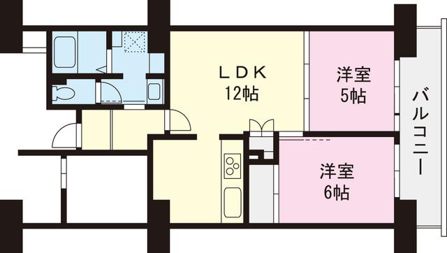 Floor plan. 2LDK, Price 25,900,000 yen, Occupied area 56.09 sq m , Balcony area 9 sq m