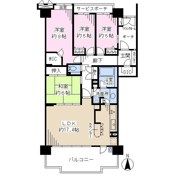 Floor plan. 4LDK, Price 25,800,000 yen, Occupied area 96.58 sq m , Balcony area 16 sq m floor plan