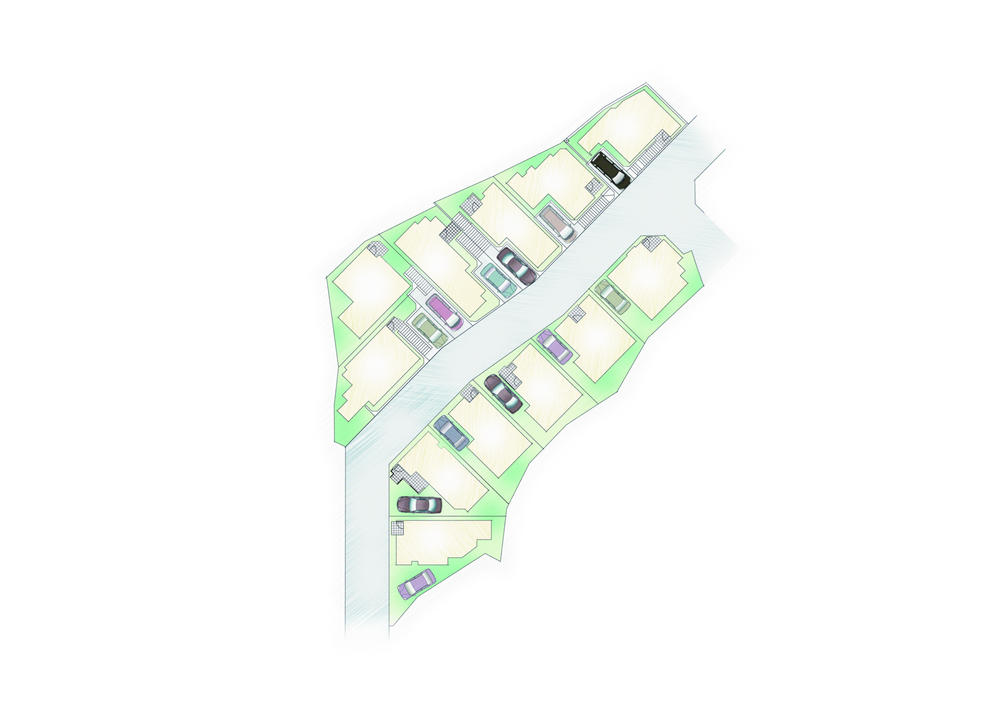 The entire compartment Figure. Development subdivision on-site road of all 12 House because of the width 5.5m, Easy to out of the car, There is a sense of openness
