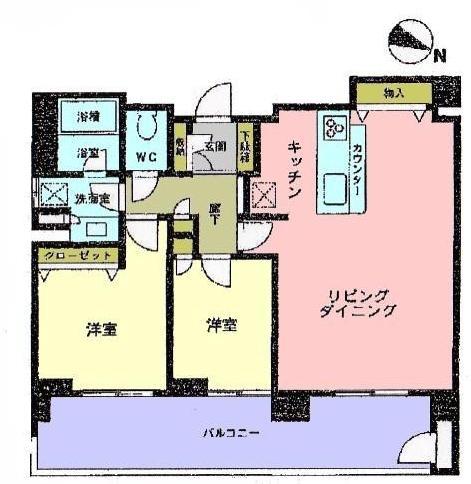 Floor plan. 2LDK, Price 24,300,000 yen, Footprint 70.8 sq m , Balcony area 22 sq m view good!