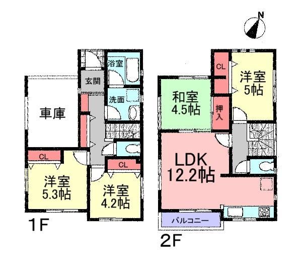 Floor plan. 26,800,000 yen, 4LDK, Land area 85.37 sq m , Building area 88.69 sq m living adjacent of the Japanese-style, It can be useful as such as a den or guest room. 