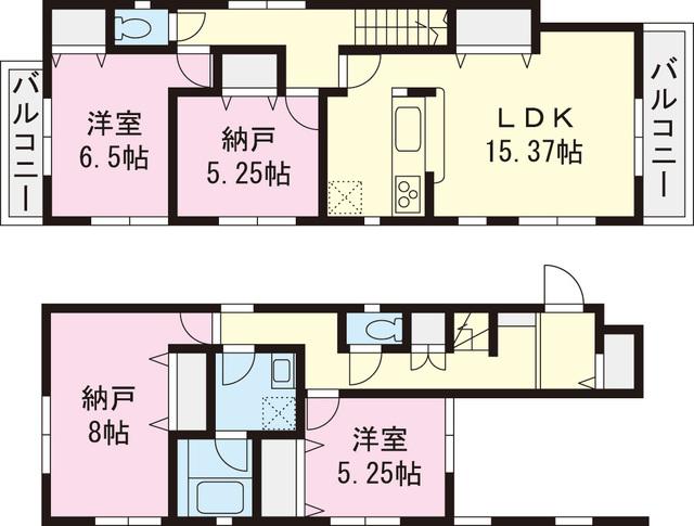 Floor plan. 36,800,000 yen, 2LDK+2S, Land area 108.6 sq m , Building area 103.46 sq m