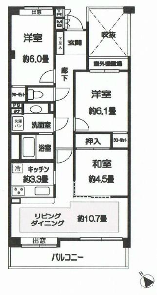 Floor plan. 3LDK, Price 37,800,000 yen, Occupied area 70.44 sq m