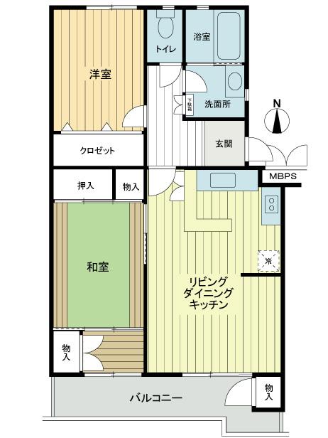 Floor plan. 2LDK, Price 12.8 million yen, Occupied area 66.77 sq m , Balcony area 8.7 sq m footprint: 66.77 square meters Balcony area: 8.7 square meters