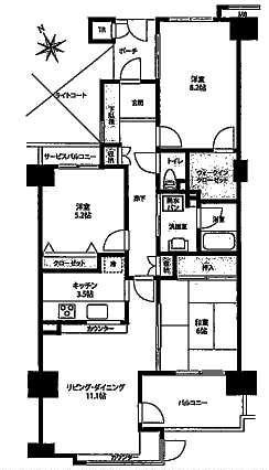 Floor plan. 3LDK, Price 22,800,000 yen, Occupied area 78.45 sq m , Balcony area 6.2 sq m