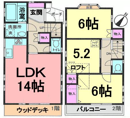 Floor plan. 26,800,000 yen, 3LDK, Land area 66.35 sq m , Building area 76.42 sq m