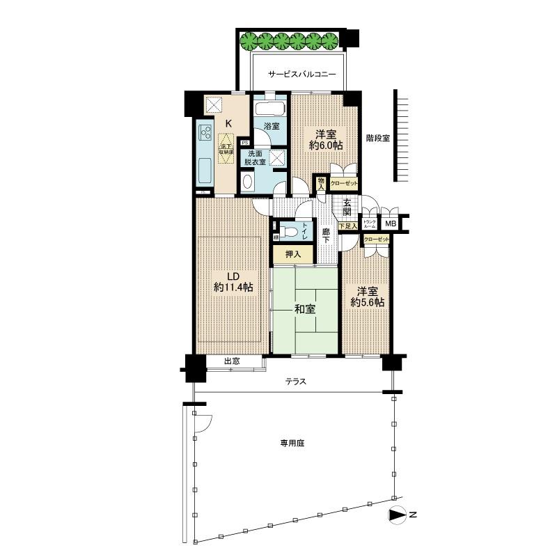 Floor plan. 3LDK, Price 24,800,000 yen, Occupied area 75.02 sq m , Balcony area 4.42 sq m