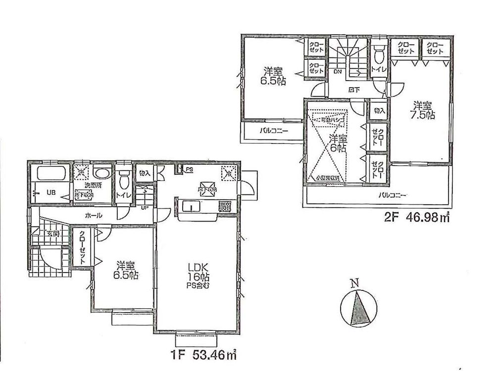 Floor plan. 46,800,000 yen, 4LDK, Land area 163.53 sq m , Building area 100.44 sq m