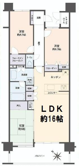 Floor plan. 3LDK, Price 25,900,000 yen, Occupied area 80.22 sq m , Balcony area 11.46 sq m   ■ LDK open counter kitchen with about 16 Pledge, And 6 Pledge over each room!  [Floor plan]