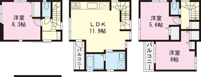 Floor plan. 25,800,000 yen, 3LDK, Land area 45.7 sq m , Building area 74.59 sq m