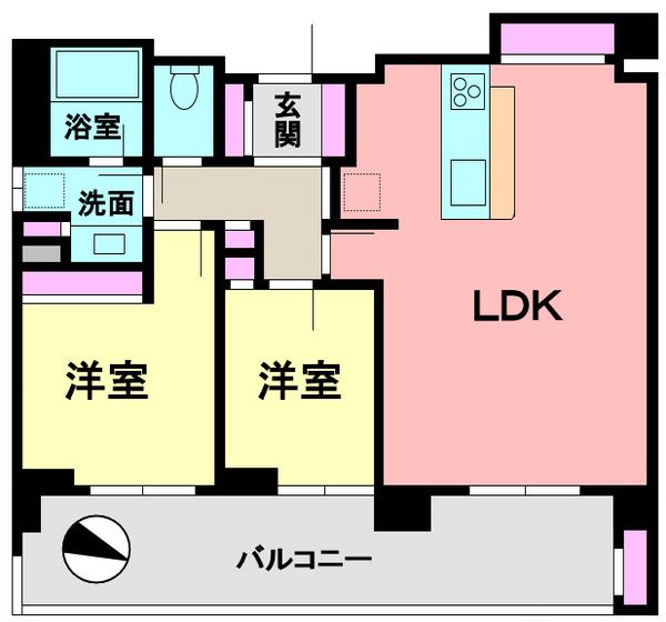 Floor plan. 2LDK, Price 24,300,000 yen, Footprint 70.8 sq m , Balcony area 11.48 sq m