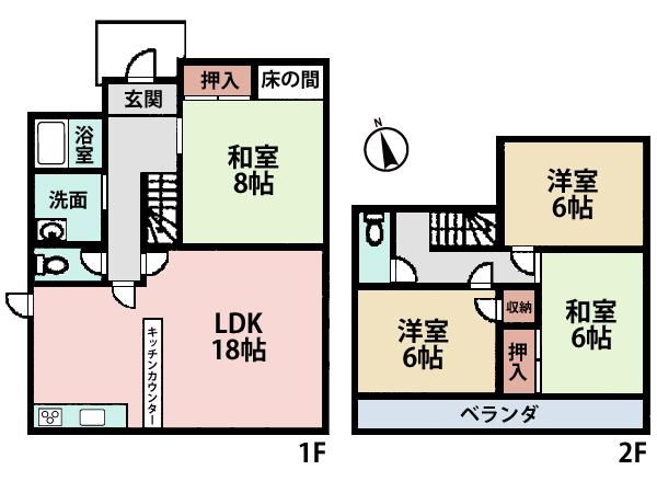 Floor plan. 31,800,000 yen, 4LDK, Land area 203.3 sq m , Building area 97.65 sq m 8 quires of Japanese-style room with alcove has the flavor worthy of the drawing-room or study. 