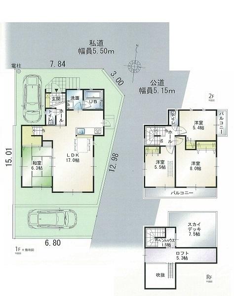 Floor plan. (C Building), Price 43,800,000 yen, 4LDK, Land area 125.1 sq m , Building area 98.66 sq m